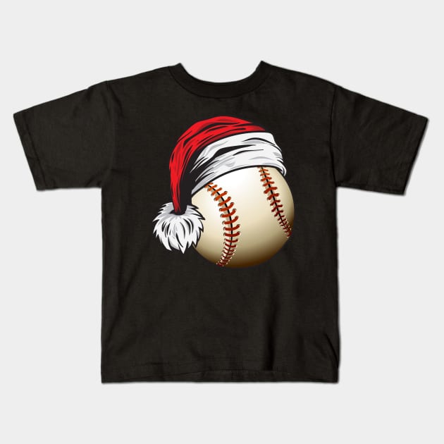 Christmas Baseball Ball With Santa Hat Funny Sport X-mas graphic Kids T-Shirt by theodoros20